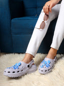 Icy Grey Casual Charms Clogs For Women - Greentech