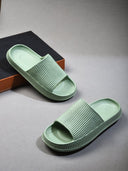Light Green Solid Flip Flops For Women - Greentech