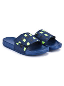 Navy Blue Casual Velcro Colorbox Flip Flops Sliders For Men - Greentech