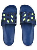 Navy Blue Casual Velcro Colorbox Flip Flops Sliders For Men - Greentech