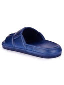Navy Blue Quilted Cushioned Flip Flops Slides For Men - Greentech