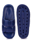 Navy Blue Quilted Cushioned Flip Flops Slides For Men - Greentech