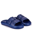 Navy Blue Quilted Cushioned Flip Flops Slides For Men - Greentech