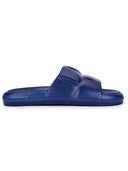 Navy Blue Quilted Cushioned Flip Flops Slides For Men - Greentech
