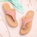 Peach T - Strap Memory Foam Flats For Women - Greentech