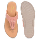 Peach T - Strap Memory Foam Flats For Women - Greentech