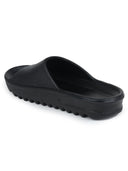 Solid Black Casual Beach Flip Flops Slippers For Men - Greentech