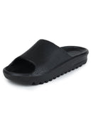 Solid Black Casual Beach Flip Flops Slippers For Men - Greentech