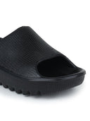 Solid Black Casual Beach Flip Flops Slippers For Men - Greentech