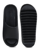 Solid Black Casual Beach Flip Flops Slippers For Men - Greentech