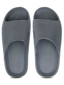 Solid Grey Casual Beach Flip Flops Slippers For Men - Greentech