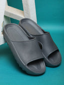 Solid Grey Casual Beach Flip Flops Slippers For Men - Greentech