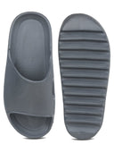 Solid Grey Casual Beach Flip Flops Slippers For Men - Greentech