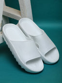 Solid White Casual Beach Flip Flops Slippers For Men - Greentech