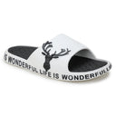 White Black Casual Deer Flip Flops Slippers For Men - Greentech