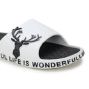 White Black Casual Deer Flip Flops Slippers For Men - Greentech
