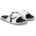 White Black Casual Deer Flip Flops Slippers For Men - Greentech