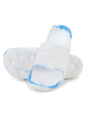 White Blue Solid Casual Flip Flops Sliders For Men - Greentech