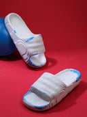 White Blue Solid Casual Flip Flops Sliders For Men - Greentech