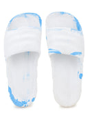 White Blue Solid Casual Flip Flops Sliders For Men - Greentech