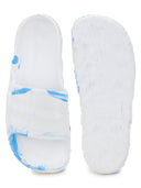 White Blue Solid Casual Flip Flops Sliders For Men - Greentech