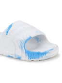 White Blue Solid Casual Flip Flops Sliders For Men - Greentech