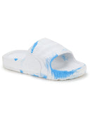 White Blue Solid Casual Flip Flops Sliders For Men - Greentech