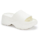 White Casual High Ankle Platform Flip Flops Slippers For Women - Greentech