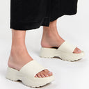 White Casual High Ankle Platform Flip Flops Slippers For Women - Greentech