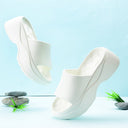 White Casual High Ankle Platform Flip Flops Slippers For Women - Greentech