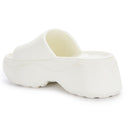 White Casual High Ankle Platform Flip Flops Slippers For Women - Greentech