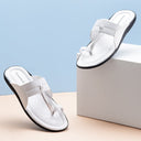 White Kolhapuri Slippers Slip On Sandals For Men - Greentech