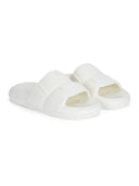 White Quilted Cushioned Flip Flops Slides For Men - Greentech