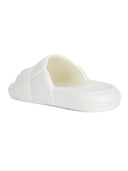 White Quilted Cushioned Flip Flops Slides For Men - Greentech