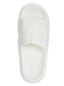 White Quilted Cushioned Flip Flops Slides For Men - Greentech